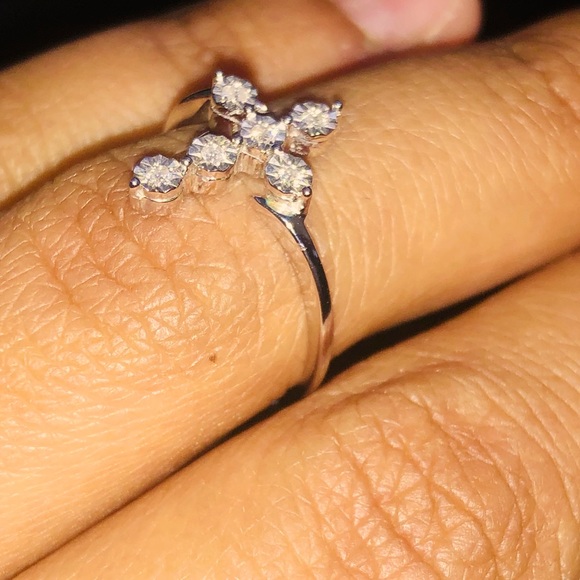 BEAUTIFUL GIFT! HUGE SALE REAL DIAMOND Cross Ring - Picture 3 of 11